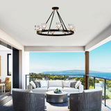 Wagon Wheel Chandelier Farmhouse Modern Small Crystal Round Chandelier