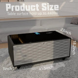 Smart Coffee Table with Built-in Fridge 15W Wireless Charging USB Ports