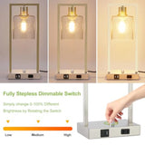 16" Desk Lamps for Home Office, Bedside Lamps with USB C+A Ports and Outlet