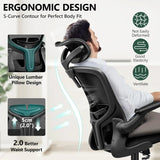 Ergonomic Office Chair with Headrest, Adjustable Lumbar Support, Swivel Wheels & Flip-up Armrests