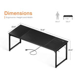 71 Inch Computer Desk with USB Ports for Large Office and Study Spaces Ideal for Student Writing and Long Hours of Work Modern