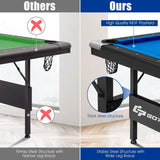 6 FT Folding Pool Table, 76 Inch Portable Billiard Tables for Adults