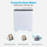 Portable washing machine for apartment and RV use, grey plastic twin tub with 21 lbs capacityDS
