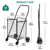 Folding Shopping Cart with Liner, Foldable Grocery Cart with Wheels for Seniors
