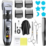 Men's Hair Clippers & Beard Trimmer Grooming Kit, 14-in-1 Cordless Rechargeable Haircut Set with LED Display