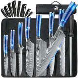 MDHAND 8pcs Kitchen Knife Damascus Stainless Steel Chef Knife Utility Paring Boning Cleaver