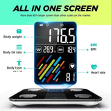 High Accuracy Digital Bathroom Scale for Body Weight Fat Percentage BMI and Heart Rate Monitoring with Large