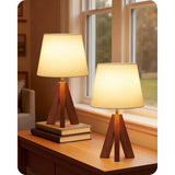 Small Tripod Table Lamps Set of 2 Modern Nightstand Lamp with Fabric Shade