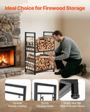 2-Tier Firewood Rack with 4Fireplace Tools 400lbs Capacity Heavy Duty Log Holder