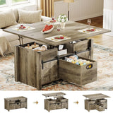 40" Farmhouse Lift Top Coffee Table with Sliding Barn Door, 4 in 1