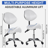Ergonomic Rolling Saddle Chair Height Adjustable with Wheels and Backrest, Professional Salo
