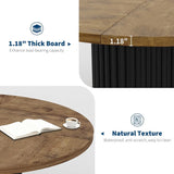 47" Round Dining Table for 4-6 People, Dining Room Table with Sturdy Waveform Metal