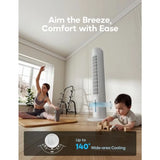 Portable evaporative air cooler for windowless rooms, white plastic unit