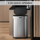 Stainless Steel Kitchen Trash Can 13 Gallon Motion Sensor Garbage Can Automatic Touch Free Detachable Waste Bin