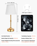 SucceBuy Cordless Table Lamp 5200mAh Built-in Rechargeable Battery Desk Lamp
