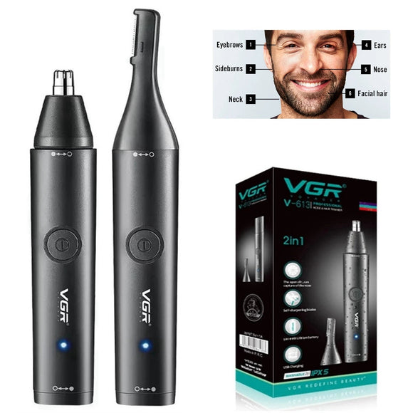 2in1 Washable Nose Hair Trimmer For Men&Women Grooming Beard Electric Ear Cleaner MD DC PRINT
