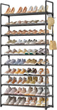 Shoe Rack for Closet - 10-Tier Shoe Organizer with Hook Rack for Entryway