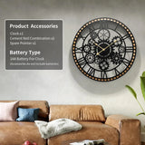 Large Industrial Gear Wall Clock With Wooden Frame For Living Room Office