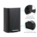 Bathroom Trash Can, 3.2 Gallon Stainless Steel Garbage Can with Lid, Rectangular Small