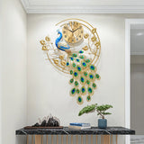 Creative Metal Wall Clock Modern Style Wall Watch Clock Peacock Shaped