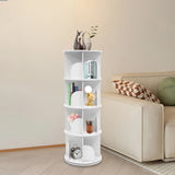 4 Tier Rotating Bookshelf 360° Spinning Display Rack with Wheels