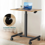 JHK Mobile Small Standing Desk Portable Computer Desk Laptop Height Adjustable Table Sitting Workstation Lockable Wheels