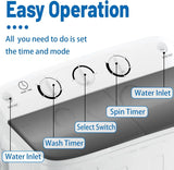 Portable Twin Tub Washing Machine for Dorms, Apartment - Comes with Drying Rack