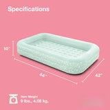 Kids Travel Air Mattress Inflatable Bed Set with Raised Sides, Hand Pump