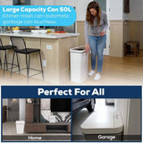 13 Gallon Touchless Sensor Trash Can, Rectangle Garbage Bin for Home Kitchen