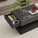 47.3IN LED Modern Coffee Table with 2 Storage Drawers for Living Room