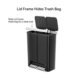 Kitchen Recycling Trash Can 16 Gallon Dual Compartment Step Operated Plastic
