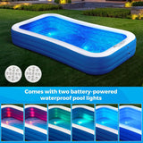 Inflatable Swimming Pool with Pool Lights, 130x72x22 Inches for Outdoor