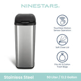 13 Gallon Automatic Kitchen Trash Can with Motion Sensor and Soft-Close Lid