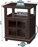 End Table with Wireless Fast Charging Station Set of 2 for Living Room