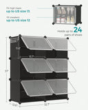SONGMICS Shoe Rack, 6 Cubes With Doors, 24 Pair For Bedroom,  Plastic