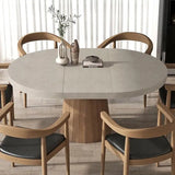 Round Extendable Dining Table with Pedestal Base, 39"-55" Expandable Dining Room Table