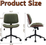 Armless Desk Chair, PU Leather Office Chair, Ergonomic Computer Task Chair