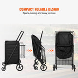 Folding Shopping Cart 210LBS Large Capacity with Removable Waterproof Liner Dual Basket