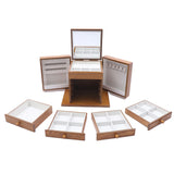 5-tier Wooden Large Capacity Storage Box  w/ Drawers Mirror for Bracelets