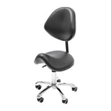 Rolling Saddle Stool Work Chair Height Adjustable  with Wheels +Backrest Heavy Duty