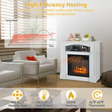 32" 1400W Electric Fireplace Mantel TV Stand Space Heater W/ Shelf White
