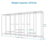 Extra Large Heavy Duty Clothes Rack Freestanding Metal Wardrobe Closet