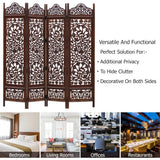 Kamal Antique Brown Room Divider with 4 Folding Panels