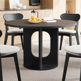 Farmhouse Round Fluted Dining Table for 4, 47 Inch Circle Kitchen Table with Wooden Pedestal Base, Dinner Tables, Customized