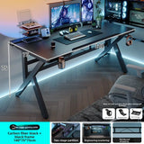 Two-Section Split Solid Wood Computer Gaming Desk  | Ergonomic Home Office
