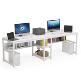 Tribesigns Two Person Desk with Bookshelf, 78.7 Computer Office Double Desk