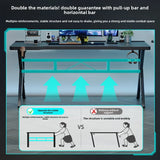 Two-Section Split Solid Wood Computer Gaming Desk  | Ergonomic Home Office