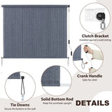Outdoor Sunshade Roller Shades 72" W x 96" H, Cordless Roll Up Shade Blinds Privacy Screen with 90% UV Protection, Exterior