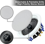 Herdio Passive Ceiling Speakers 6.5‘’ 320W 2-Way Round Flush Mount Speakers Perfect For Home Theate