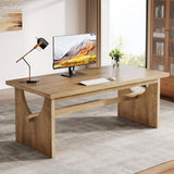 Executive Office Desk, 63-Inch Farmhouse Computer Desk, Large Writing Study Conference Table